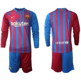 Camisolas de futebol FC Barcelona Criança Equipamento Principal 2021/22 Manga Comprida